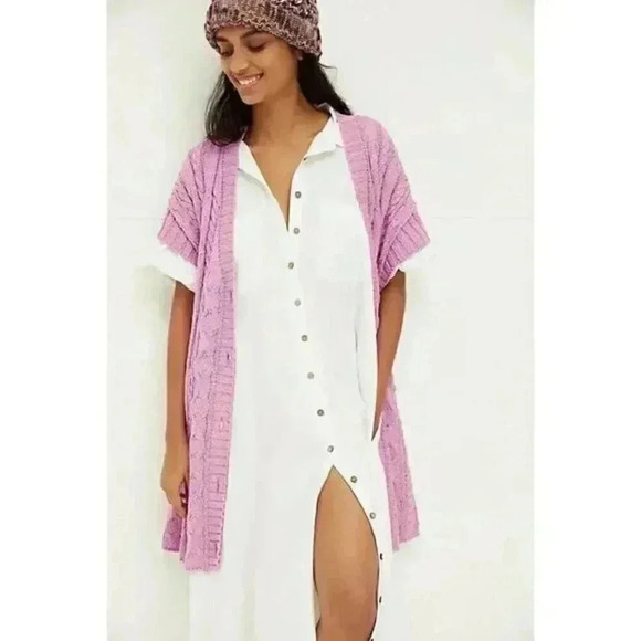 FREE PEOPLE SWINGIN SWING SWEATER VEST CARDI CARDIGAN MINI DRESS IVORY - Picture 2 of 4